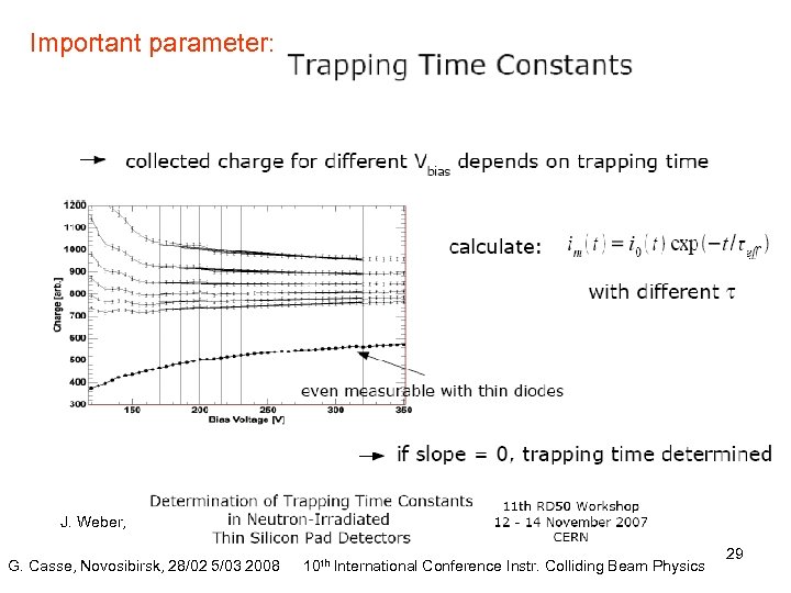 Important parameter: J. Weber, G. Casse, Novosibirsk, 28/02 5/03 2008 10 th International Conference