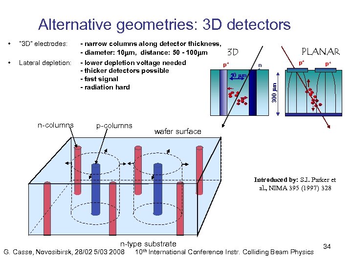 Alternative geometries: 3 D detectors “ 3 D” electrodes: • Lateral depletion: - narrow