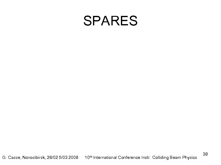 SPARES G. Casse, Novosibirsk, 28/02 5/03 2008 10 th International Conference Instr. Colliding Beam