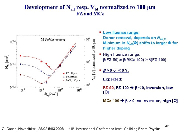 Development of Neff resp. Vfd normalized to 100 µm FZ and MCz § Low