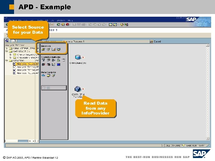 APD - Example Select Source for your Data Read Data from any Info. Provider