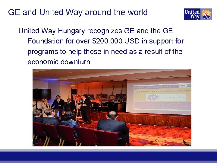 GE and United Way around the world United Way Hungary recognizes GE and the