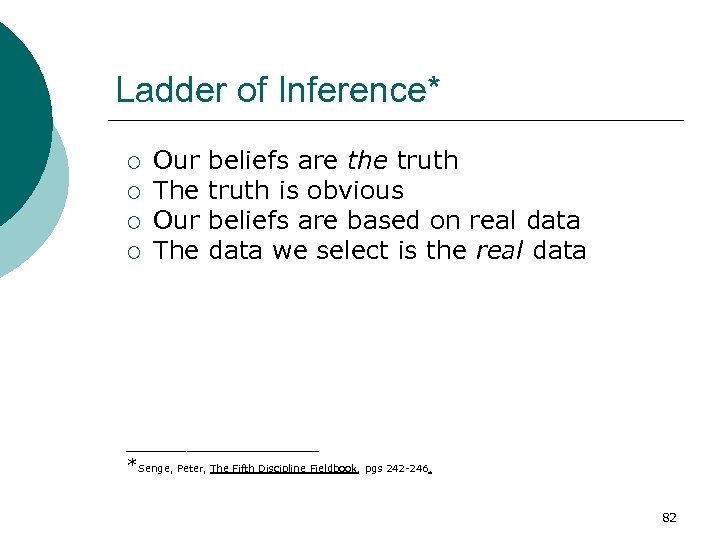 Ladder of Inference* ¡ ¡ Our The beliefs are the truth is obvious beliefs