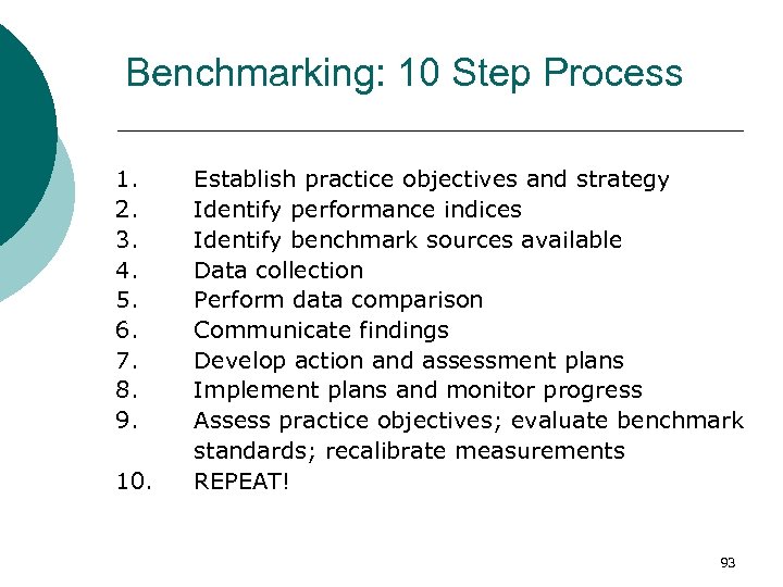 Benchmarking: 10 Step Process 1. 2. 3. 4. 5. 6. 7. 8. 9. 10.