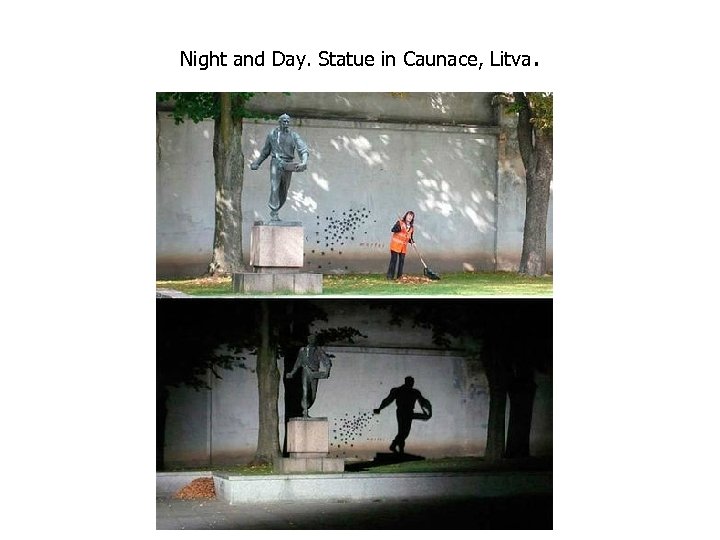 Night and Day. Statue in Caunace, Litva. 