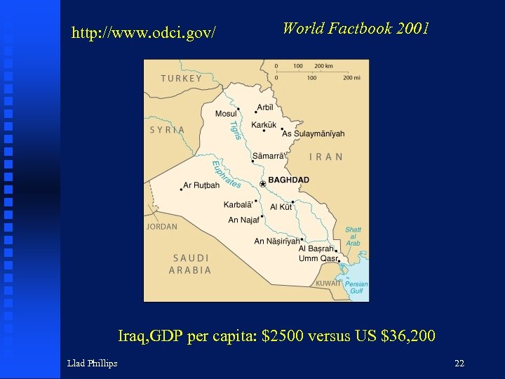 http: //www. odci. gov/ World Factbook 2001 Iraq, GDP per capita: $2500 versus US