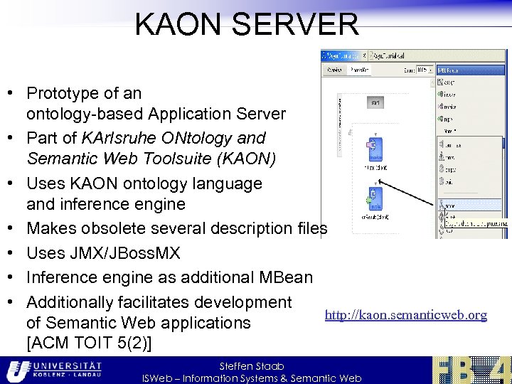 KAON SERVER • Prototype of an ontology-based Application Server • Part of KArlsruhe ONtology