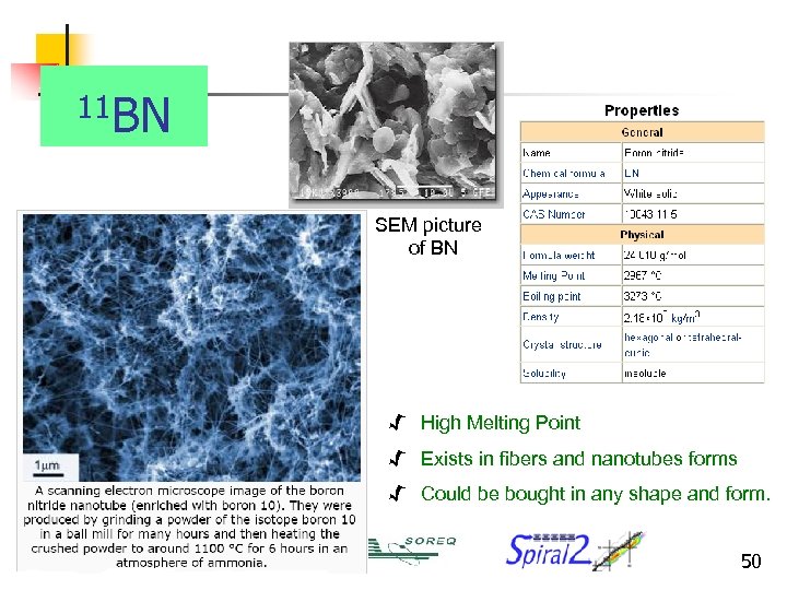 11 BN SEM picture of BN √ High Melting Point √ Exists in fibers