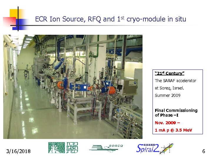 ECR Ion Source, RFQ and 1 st cryo-module in situ “ 21 st Century”