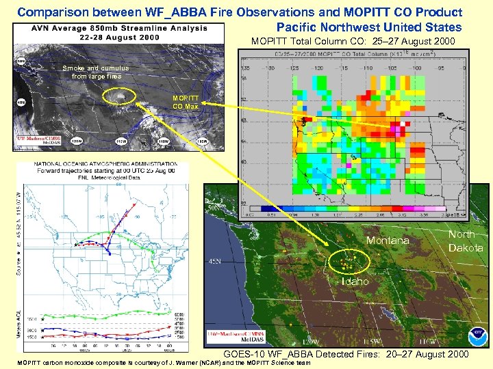 Comparison between WF_ABBA Fire Observations and MOPITT CO Product Pacific Northwest United States MOPITT