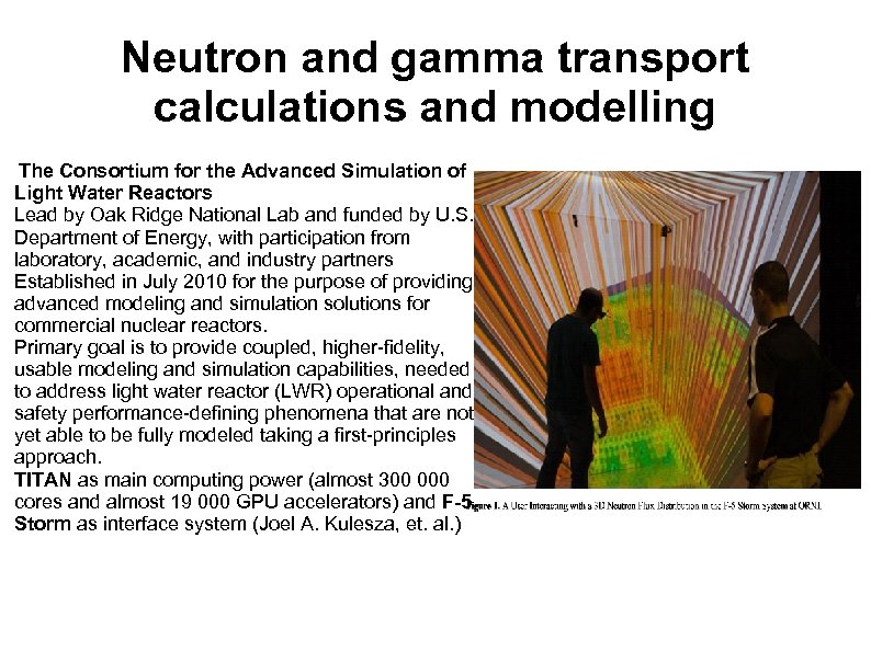 Neutron and gamma transport calculations and modelling The Consortium for the Advanced Simulation of