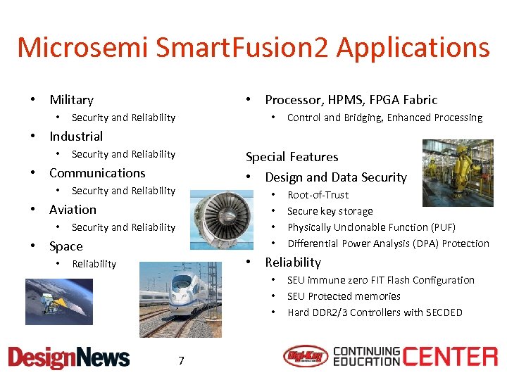 Microsemi Smart. Fusion 2 Applications • Military • • Processor, HPMS, FPGA Fabric Security