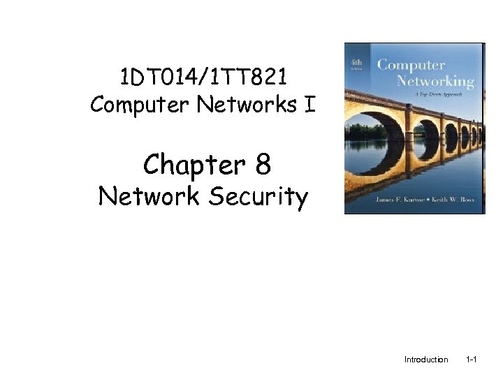 1 DT 014/1 TT 821 Computer Networks I Chapter 8 Network Security Introduction 1