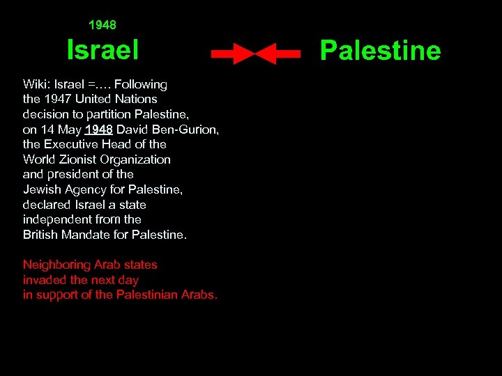 1948 Israel Wiki: Israel =…. Following the 1947 United Nations decision to partition Palestine,