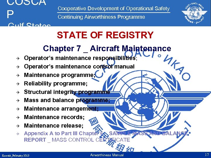 COSCA P Gulf States Cooperative Development of Operational Safety Continuing Airworthiness Programme STATE OF