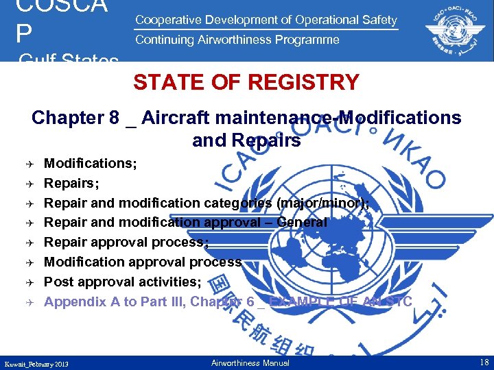 COSCA P Gulf States Cooperative Development of Operational Safety Continuing Airworthiness Programme STATE OF