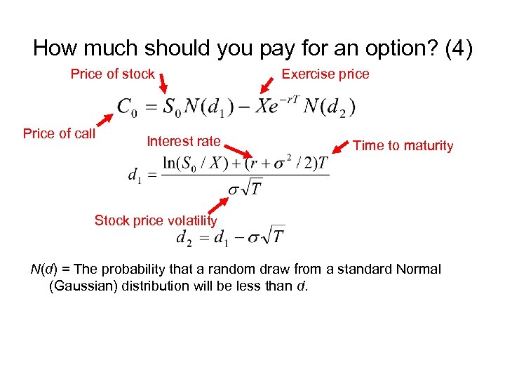 How much should you pay for an option? (4) Price of stock Price of