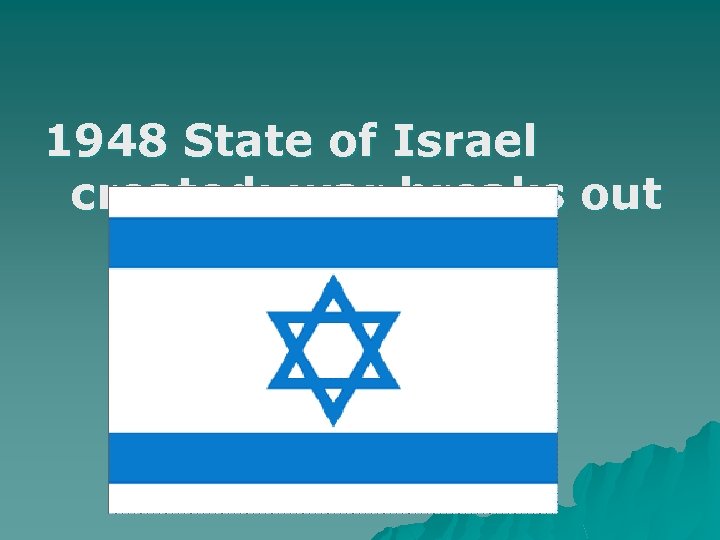 1948 State of Israel created; war breaks out 