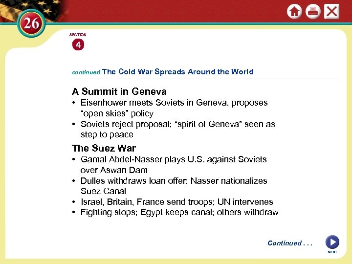 SECTION 4 continued The Cold War Spreads Around the World A Summit in Geneva
