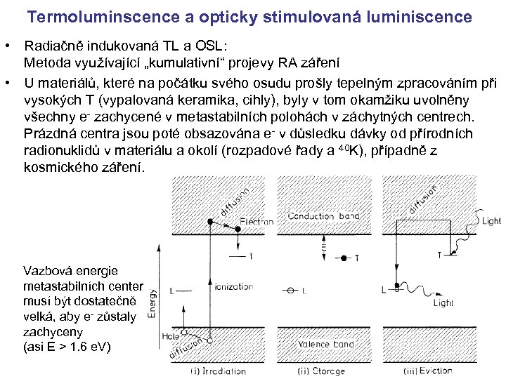 Termoluminscence a opticky stimulovaná luminiscence • Radiačně indukovaná TL a OSL: Metoda využívající „kumulativní“
