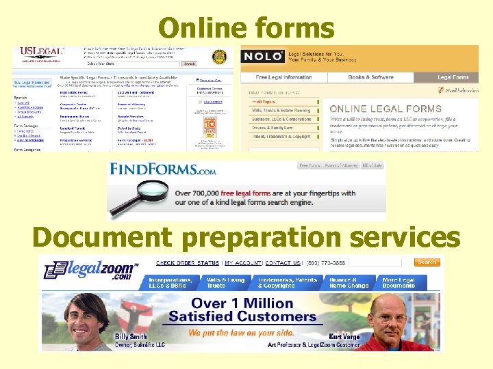 Online forms Document preparation services 