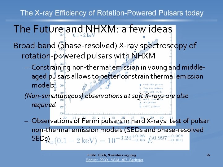 The Future and NHXM: a few ideas Broad-band (phase-resolved) X-ray spectroscopy of rotation-powered pulsars