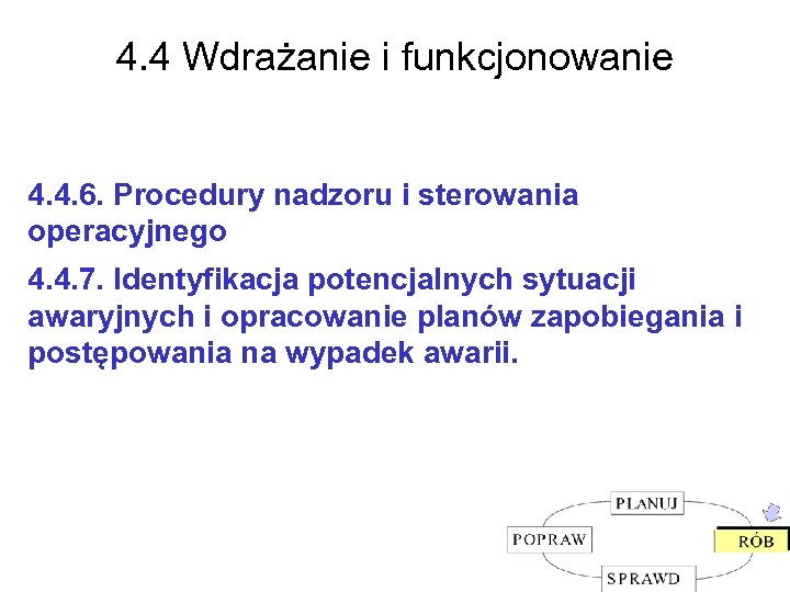 4. 4 Wdrażanie i funkcjonowanie 4. 4. 6. Procedury nadzoru i sterowania operacyjnego 4.