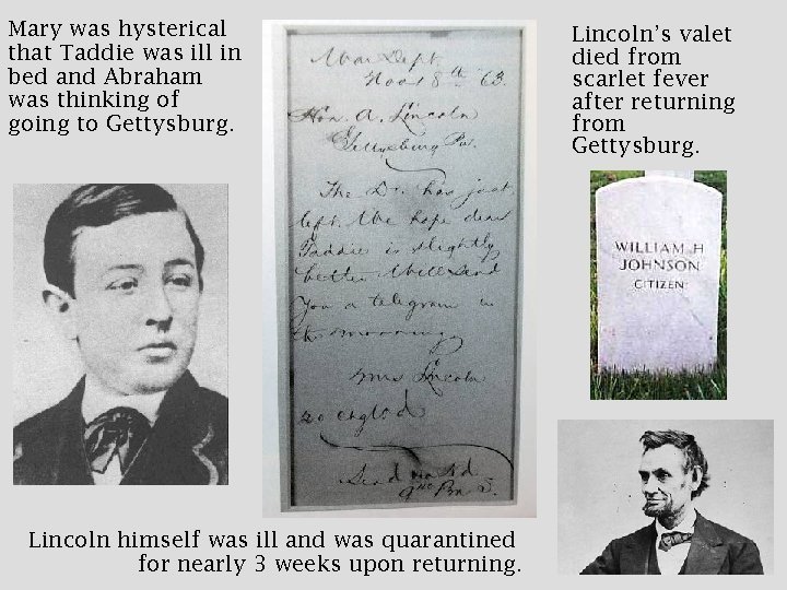 Mary was hysterical that Taddie was ill in bed and Abraham was thinking of