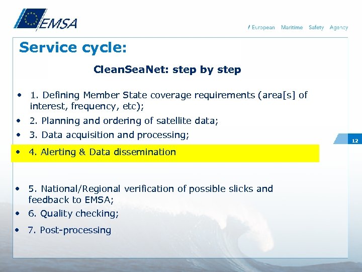 Service cycle: Clean. Sea. Net: step by step • 1. Defining Member State coverage