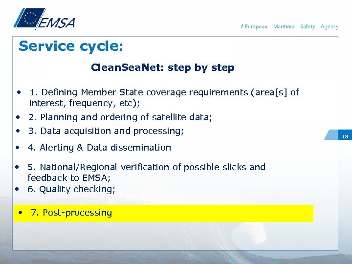 Service cycle: Clean. Sea. Net: step by step • 1. Defining Member State coverage