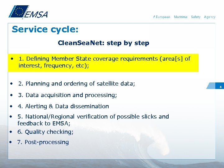 Service cycle: Clean. Sea. Net: step by step • 1. Defining Member State coverage