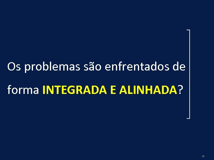 Os problemas são enfrentados de forma INTEGRADA E ALINHADA? 18 