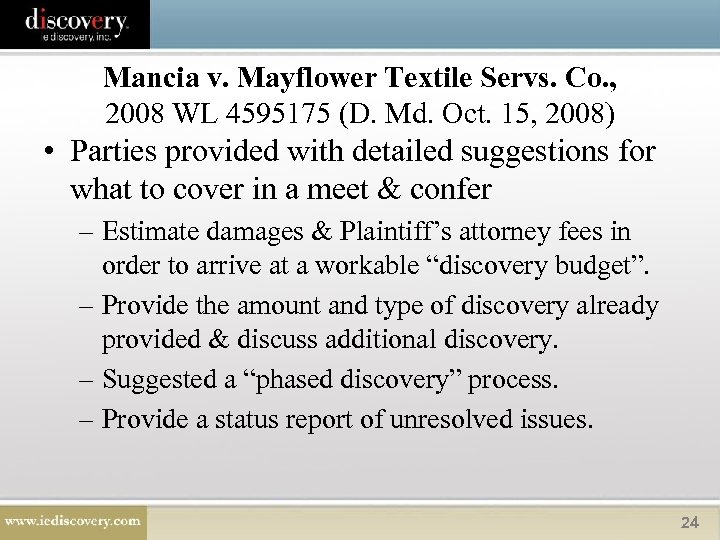 Mancia v. Mayflower Textile Servs. Co. , 2008 WL 4595175 (D. Md. Oct. 15,