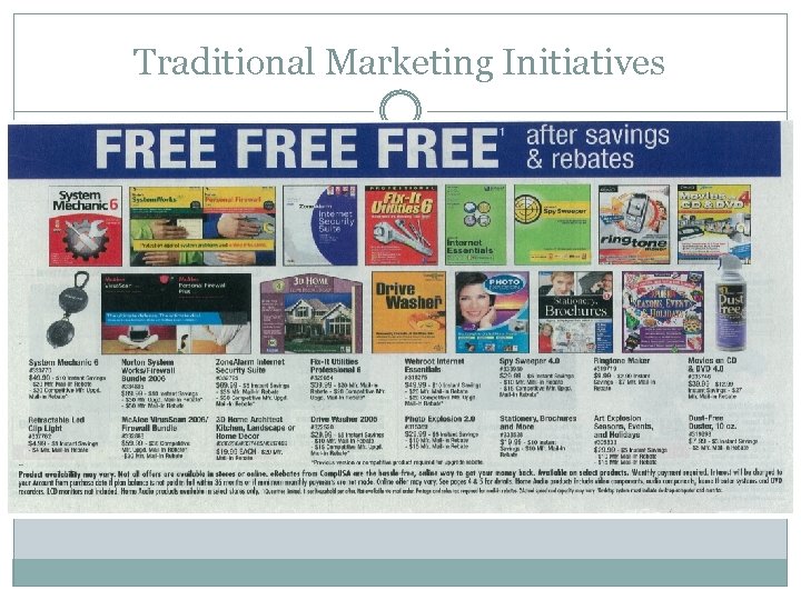 Traditional Marketing Initiatives Coupons – 350 billion distributed in 2009 – face value of