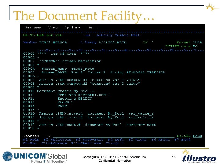 The Document Facility… Copyright © 2012 -2015 UNICOM Systems, Inc. Confidential Information 13 13