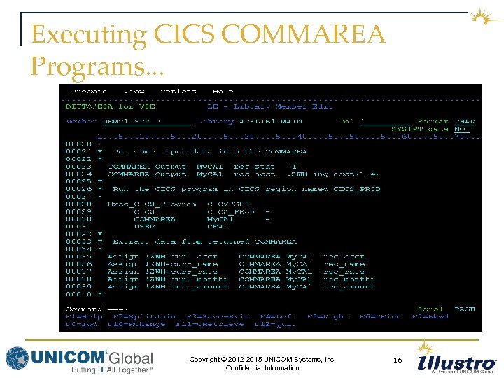 Executing CICS COMMAREA Programs. . . Copyright © 2012 -2015 UNICOM Systems, Inc. Confidential