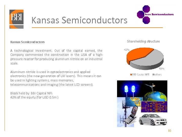 Kansas Semiconductors A technological investment. Out of the capital earned, the Company commenced the