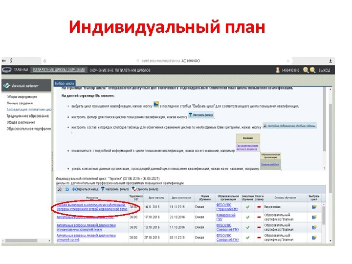 Индивидуальный план 