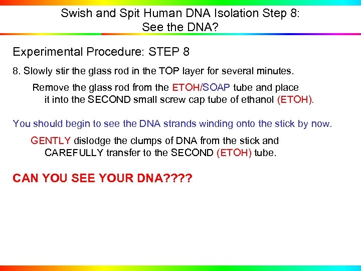 Swish and Spit Human DNA Isolation Step 8: See the DNA? Experimental Procedure: STEP