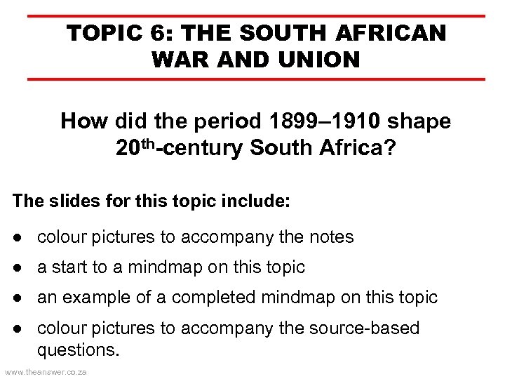 essay about south african war and union