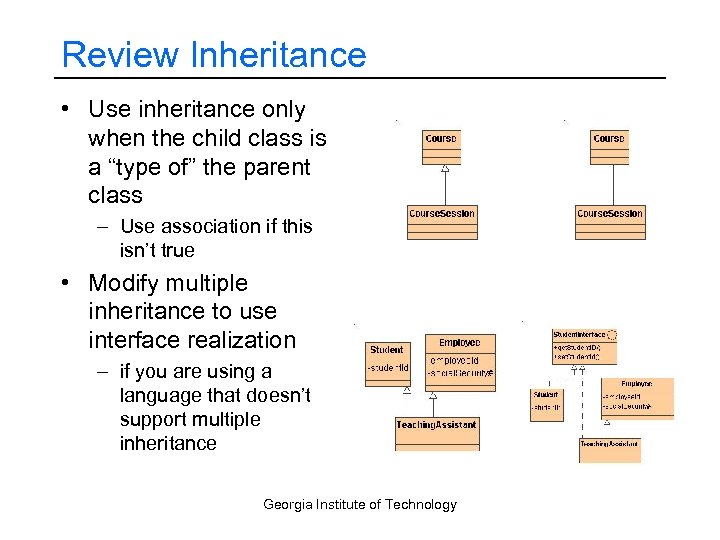 Review Inheritance • Use inheritance only when the child class is a “type of”