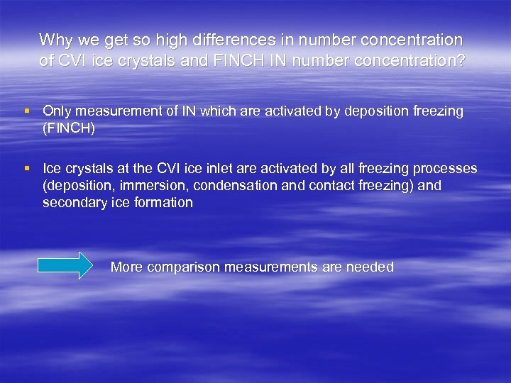 Why we get so high differences in number concentration of CVI ice crystals and