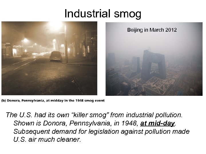 Industrial smog Beijing in March 2012 The U. S. had its own “killer smog”