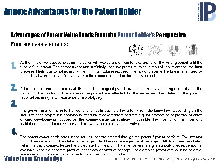 Annex: Advantages for the Patent Holder Advantages of Patent Value Funds From the Patent