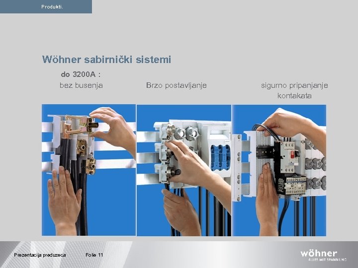 Produkti. Wöhner sabirnički sistemi do 3200 A : bez busenja Prezentacija preduzeca Folie 11