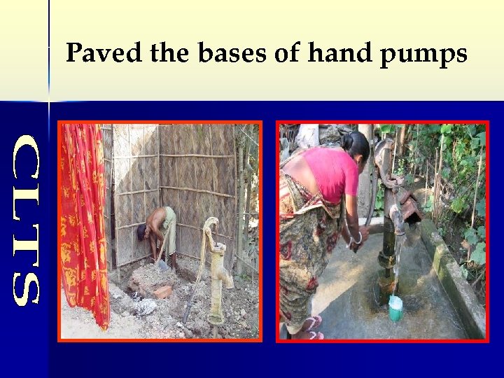 Paved the bases of hand pumps 