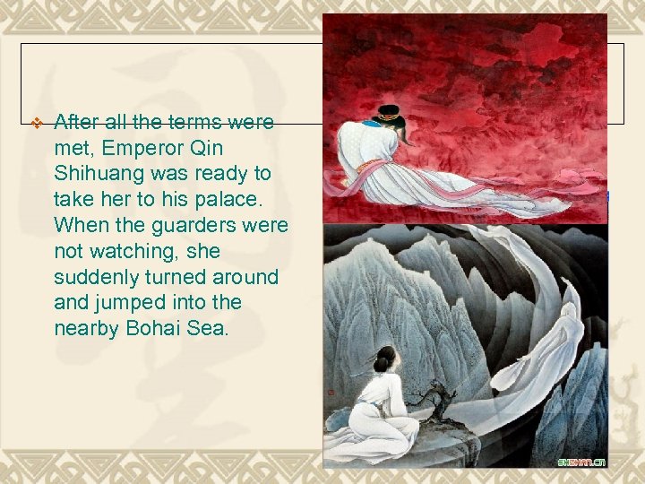 v After all the terms were met, Emperor Qin Shihuang was ready to take