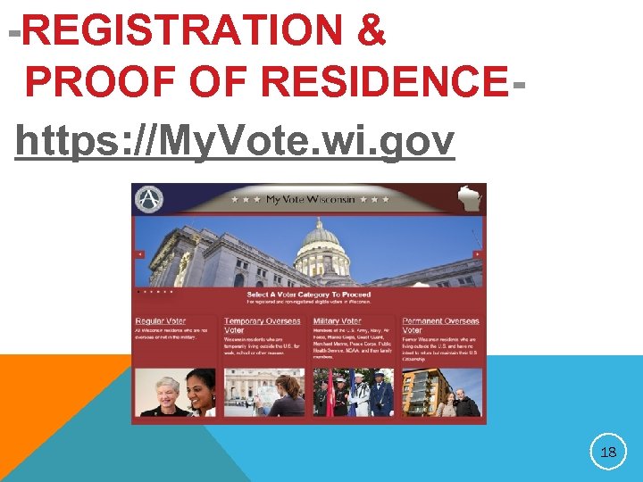 -REGISTRATION & PROOF OF RESIDENCEhttps: //My. Vote. wi. gov 18 