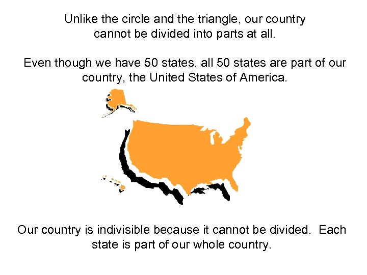 Unlike the circle and the triangle, our country cannot be divided into parts at
