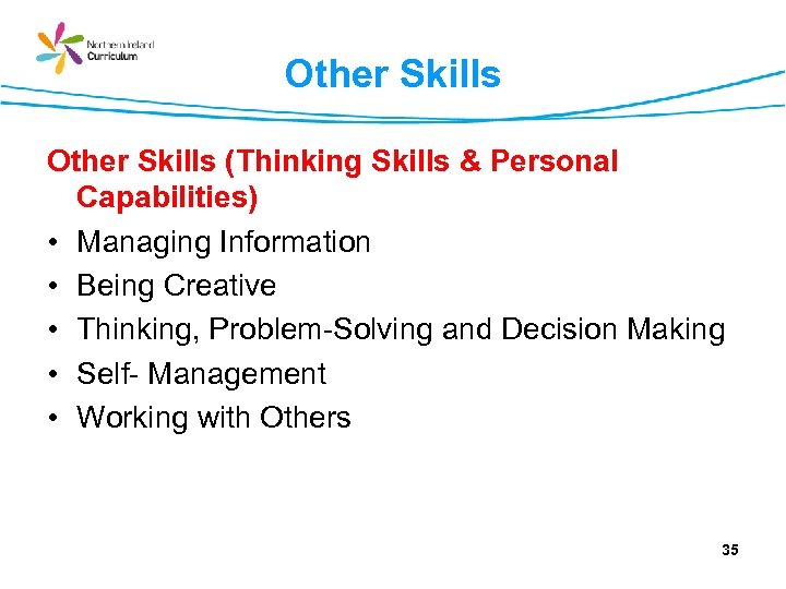 Other Skills (Thinking Skills & Personal Capabilities) • Managing Information • Being Creative •